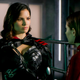 Katrina Law and Willa Holland on Arrow